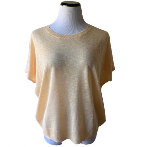NWT Ellen Tracy Essentials Yellow Dolman Sleeve Draped Knit Sweater.  Size M - Picture 1 of 11